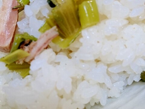 小松菜とベーコンの混ぜご飯